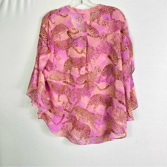 Cabi Minx Blouse #5711 Lilac Leopard - Picture 3 of 5